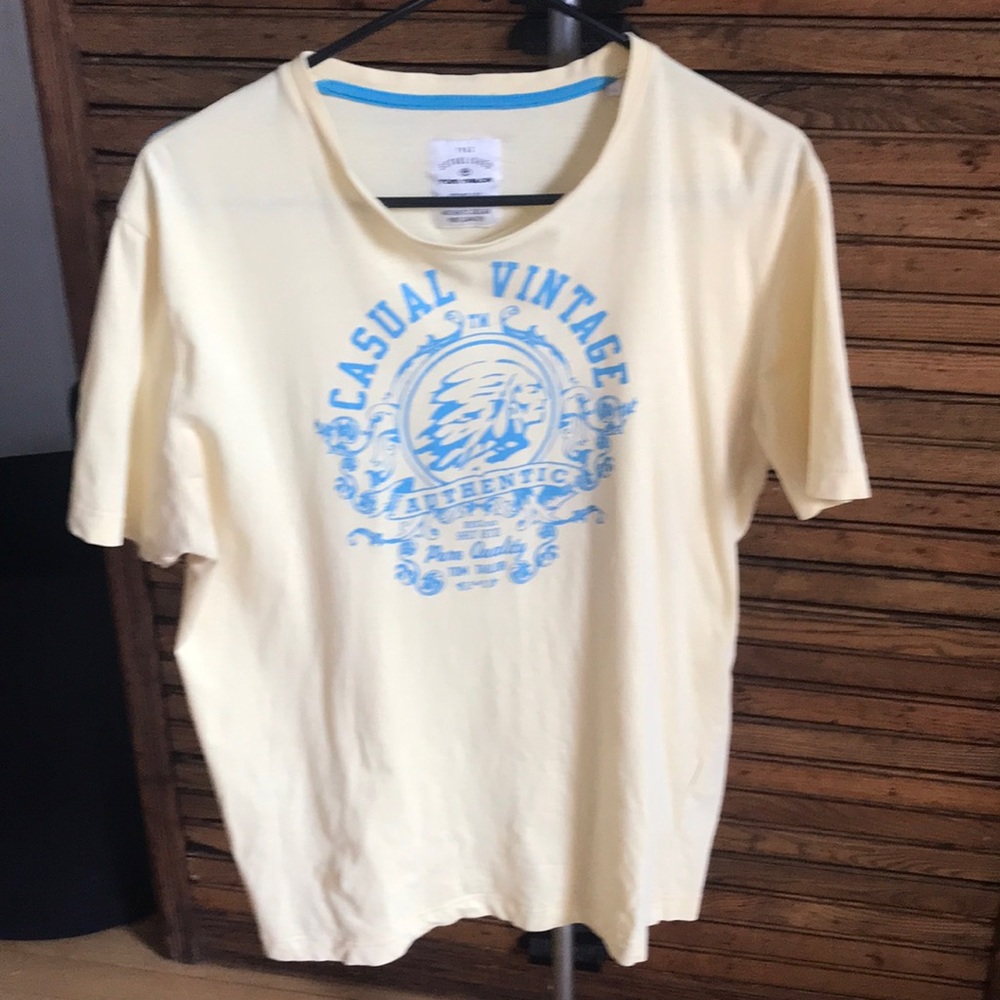 Tom Tailor Men’s Yellow Graphic T-Shirt Casual Vintage